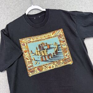 Vintage 90s Stonehenge Art Single Stitch Tourist T-Shirt English Heritage. Sz XL